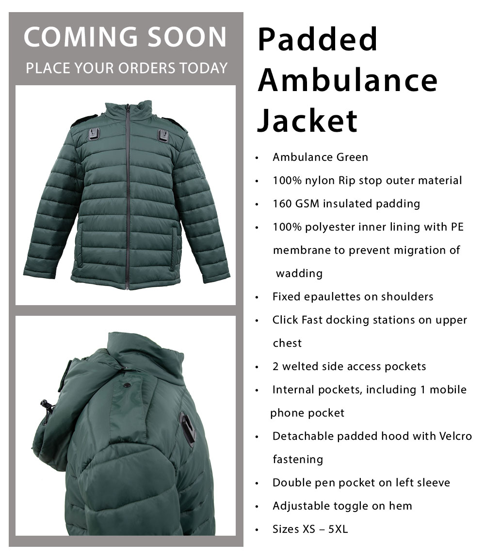 COMING SOON - Ambulance Padded Jacket. Place your orders today.