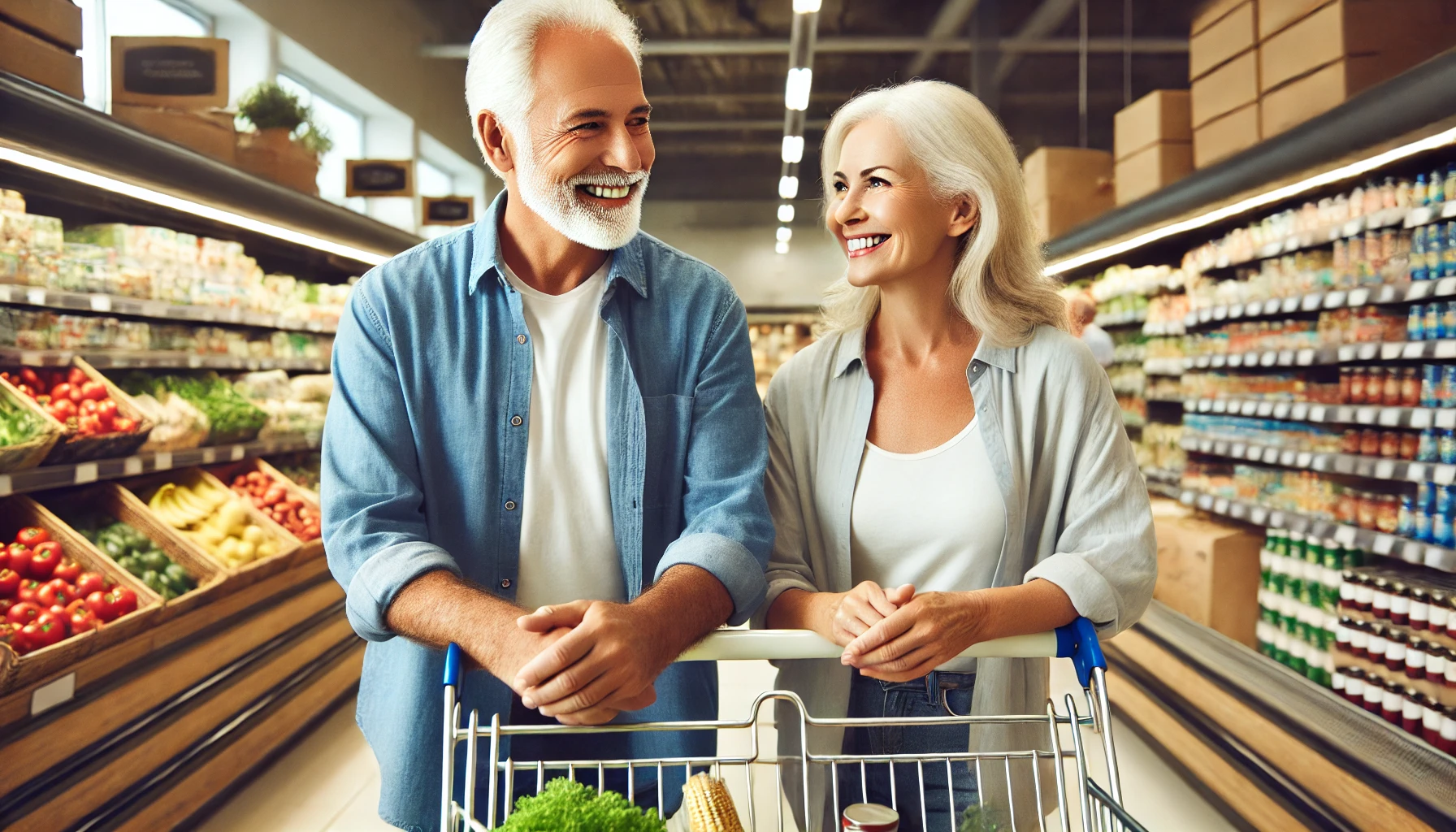 Retired couple shopping.